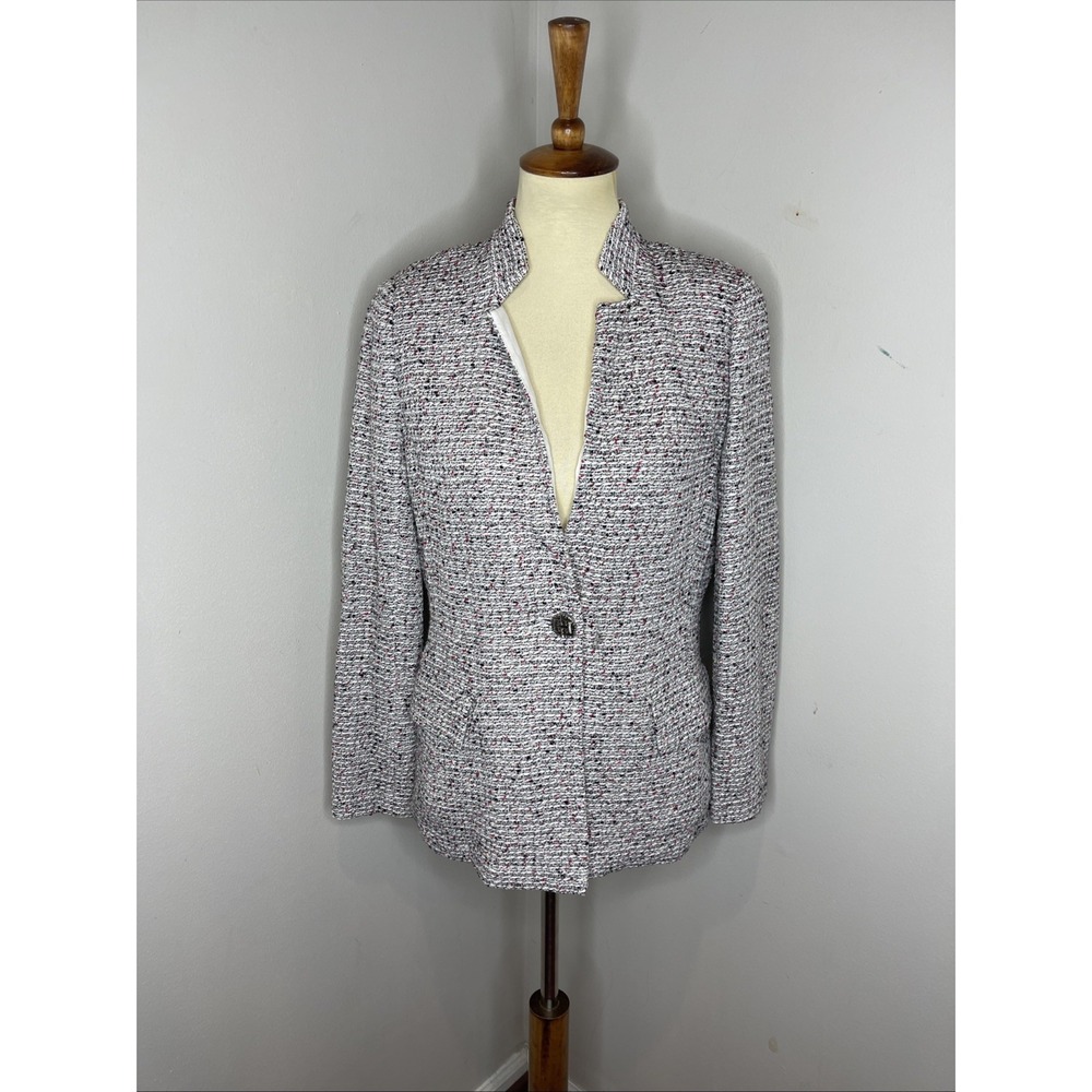 Womens St. John Tweed One-Button Blazer Jacket Sz 8 - Picture 1 of 9